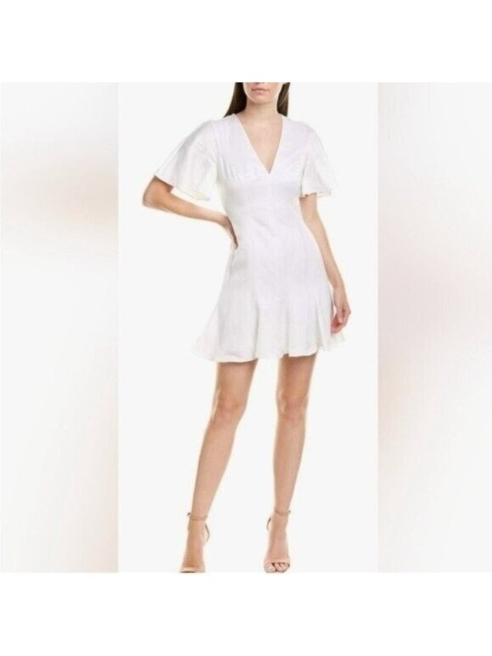 Keepsake Magnetic Mini Dress Short Sleeve V-Neck Fit & Flare Ivory Size 4 Small